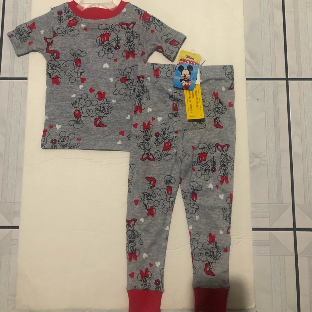 Mickey Mouse Unisex Baby and Toddler Cotton Pajama Set, 2-Piece 18M Grey